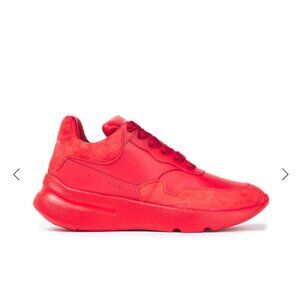 ALEXANDER MCQUEEN Runner suede-trimmed leather sneakers